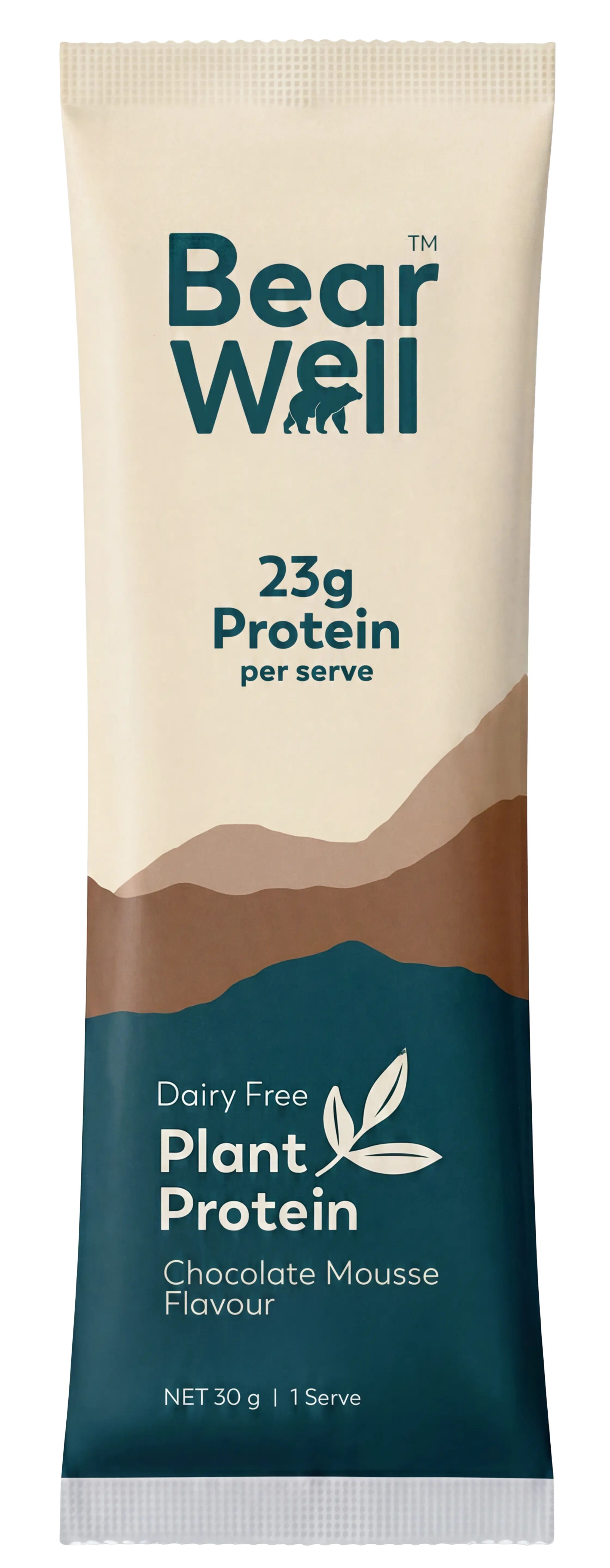 One single serve of a plant protein in Chocolate Mousse Flavour