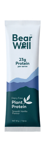One single serve of a plant protein in Smooth Vanilla Flavour
