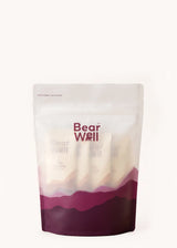 A 7x30g sachet pack of BearWell Whey Protein Concentrate, Chocolate Mousse flavour, 22g of Protein per sachet with the product branding and information visible.